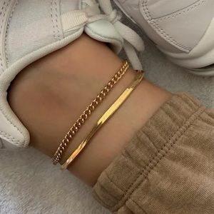Gold Herringbone Anklet